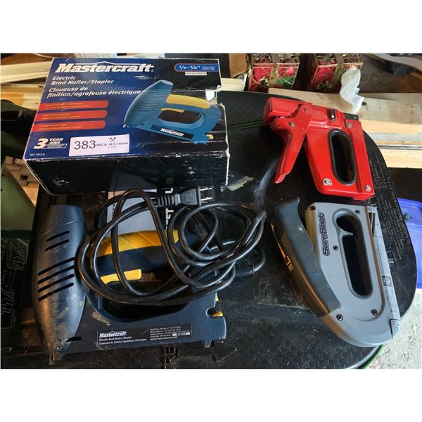 Mastercraft Electric Brad Nailer/Stapler (057-7915-8) and 2 x Staple Guns