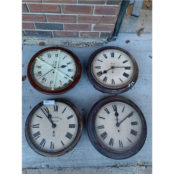 4 x Vintage Clocks - (Including Smiths and Minerva Watch Co.)