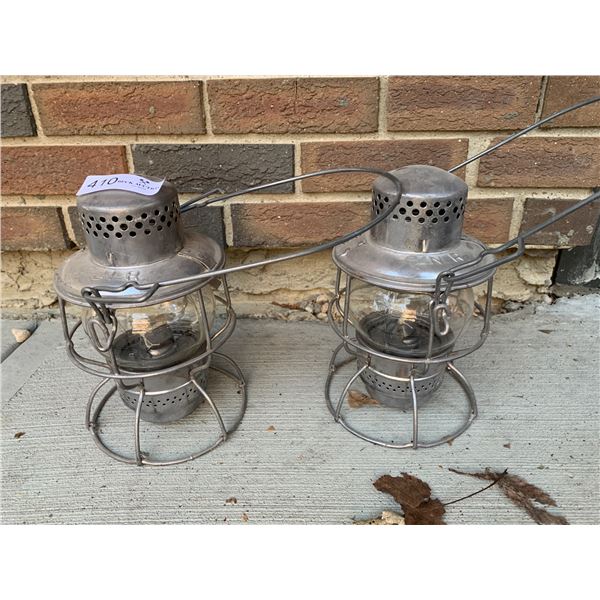 2 x Vintage Hiram L. Piper Co. LTD Lanterns