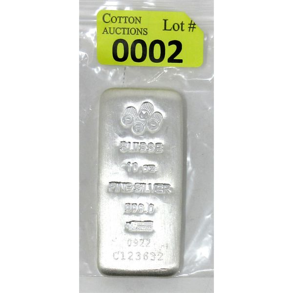 10 Oz .999 Silver PAMP Suisse Serial Numbered Bar 