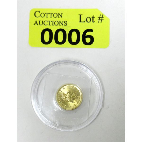 1/10 Oz .9999 Fine Gold 2023 Maple Leaf Coin Commemorating Queen Elizabeth's Reign 1952-2022