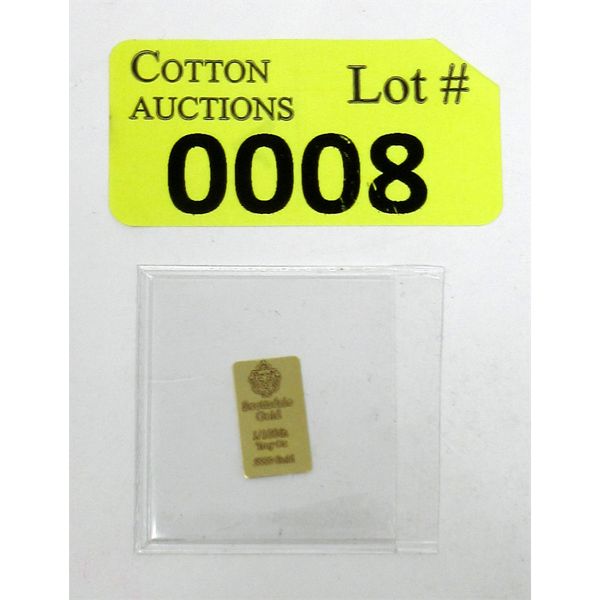 1/100 Oz .9999 Fine Gold Scottsdale Lion Bar 