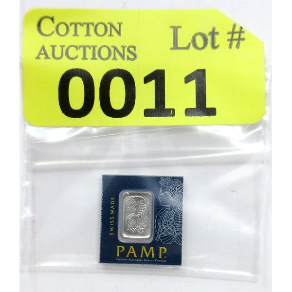 1 Gram .9995 Fine Platinum PAMP Suisse Certified Bar 