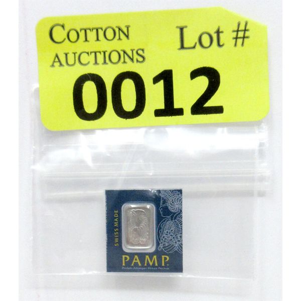 1 Gram .9995 Fine Platinum PAMP Suisse Certified Bar 