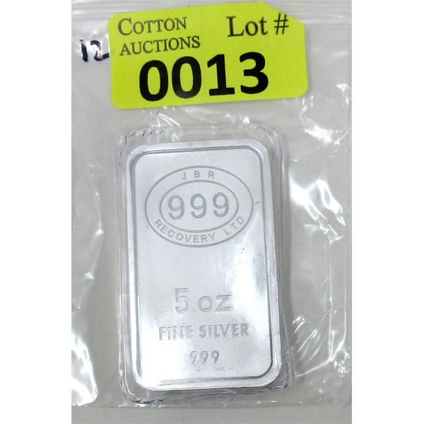 5 Oz .999 Silver JBR Ethically Sourced Bar 