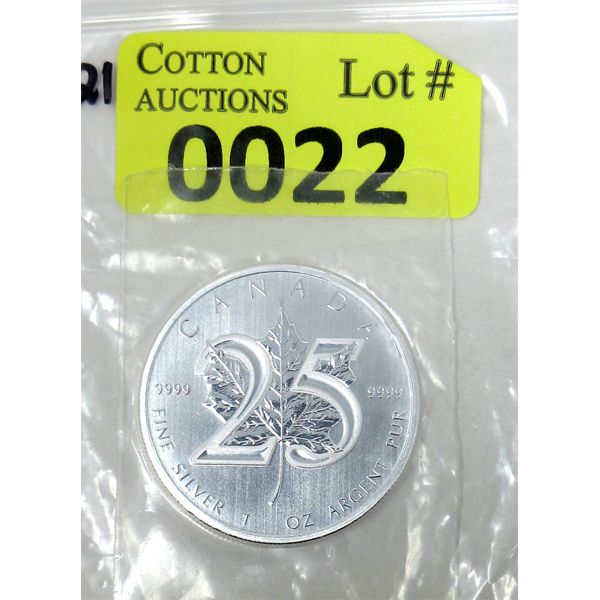 1 Oz .9999 Silver 2013 25th Anniversary Canada Maple Leaf Coin 