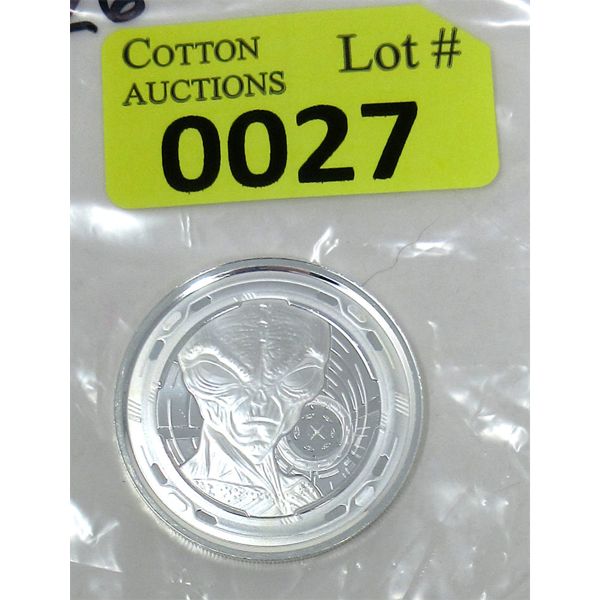 1 Oz .999 Silver 2022 Republic of Ghana Alien Coin 