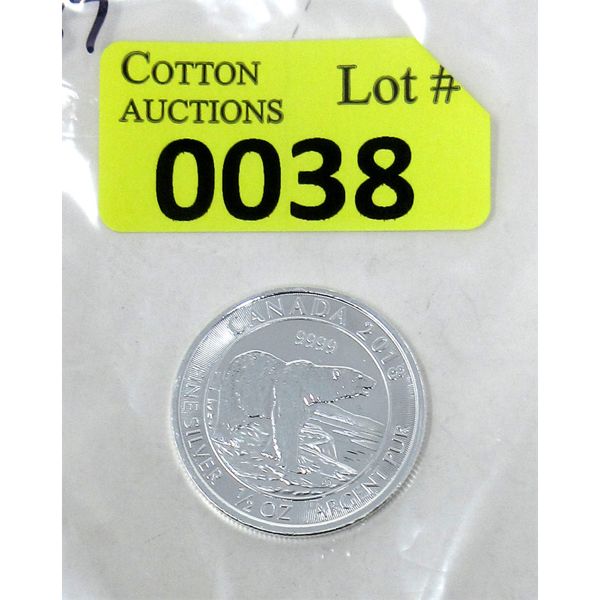 1/2 Oz .9999 Silver 2018 Canada Polar Bear Coin 