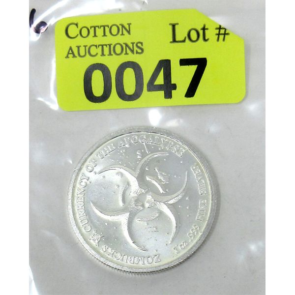 1 Oz .999 Silver 2018 Zombie Apocalypse Round 