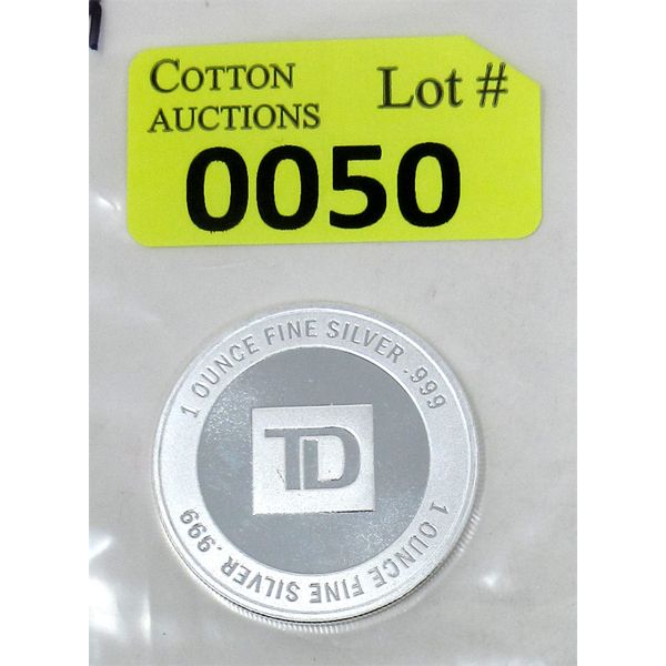 1 Oz .999 Silver TD Bank Round 