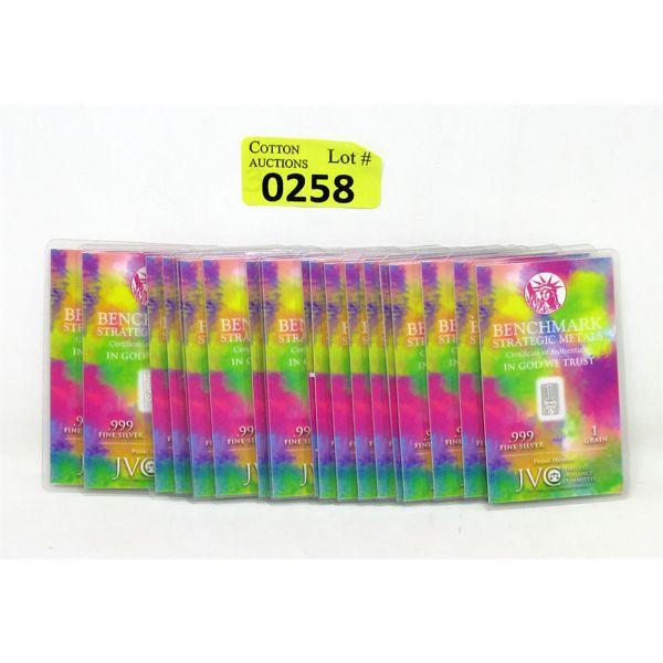 20 x 1 Grain .999 Silver Certified Bars