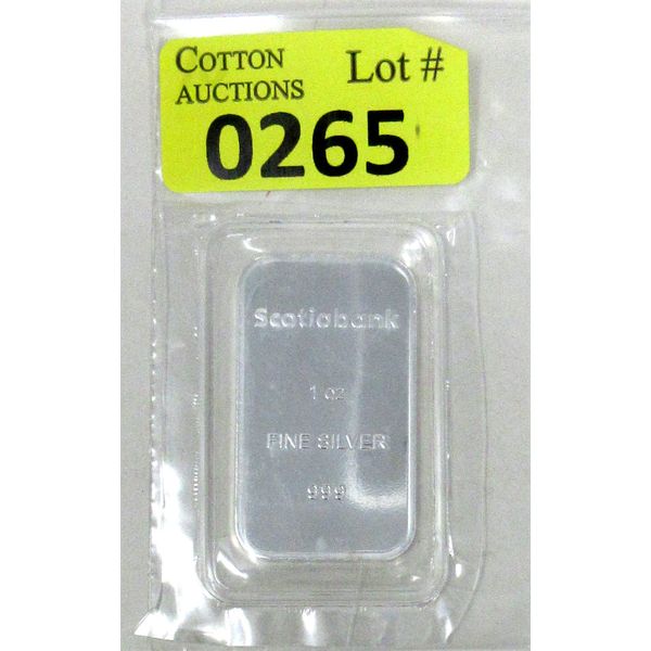 1 Oz .999 Silver Scotiabank Investor Bar 