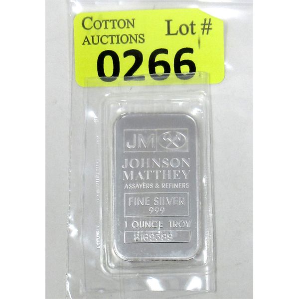 1 Oz .999 Silver Johnson Matthey Bar