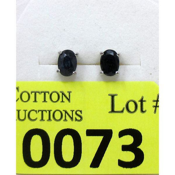 New Sapphire & Diamond Sterling Silver Earrings 