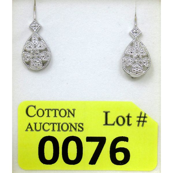 New .925 Sterling Silver Diamond Filagree Earrings