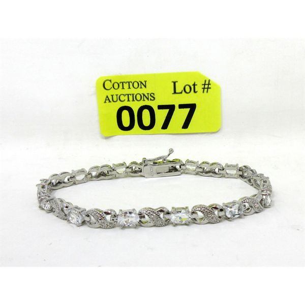 White Topaz & Diamond Infinity Tennis Bracelet 