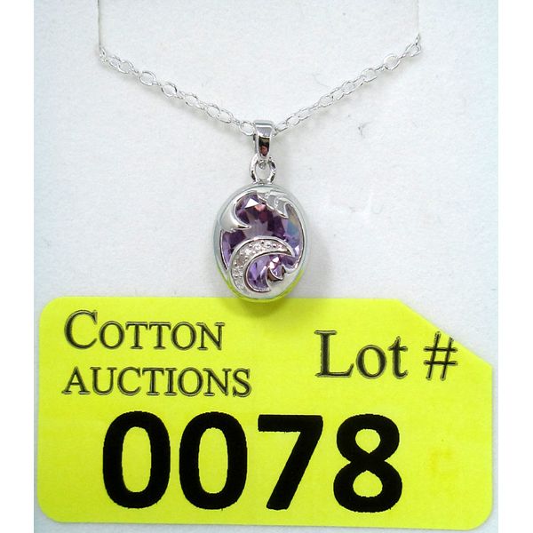Amethyst & Diamond Sterling Silver Pendant