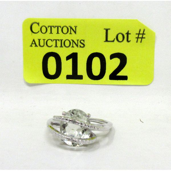 Huge 3.2 CT Green Amethyst & Diamond Ring 