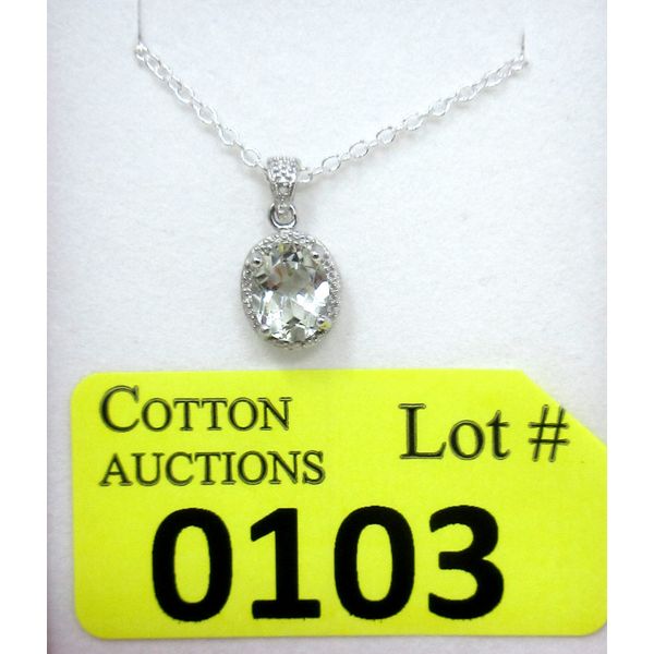 Green Amethyst & Diamond Sterling Silver Pendant