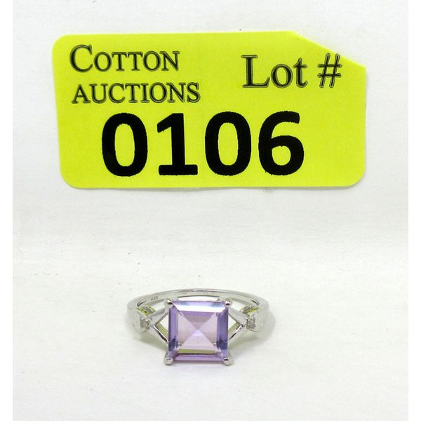  2.05 CT Amethyst & Diamond Sterling Silver Ring