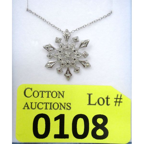 .925 Silver Diamond Snowflake Slide Pendant 