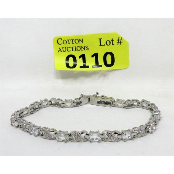 White Topaz & Diamond Infinity Tennis Bracelet 
