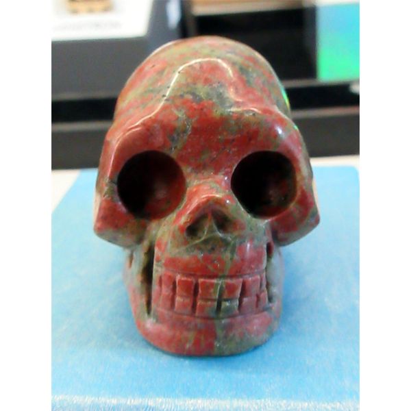 485 CT Unakite 3D Skull - Hand Carved 