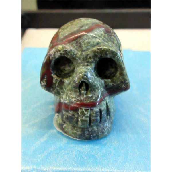 265 CT Dragon Blood Jasper 3D Skull - Hand Carved