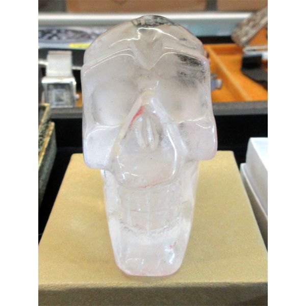 1110 CT Quartz 3D Skull - Hand Carved