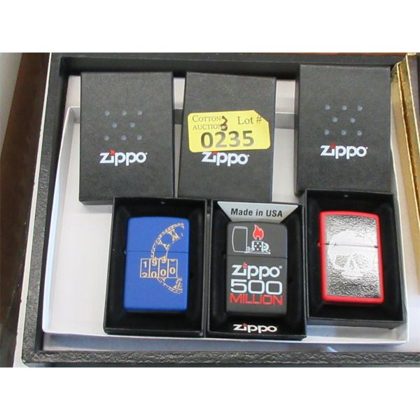 3 New Genuine Zippo Lighters in Boxes 