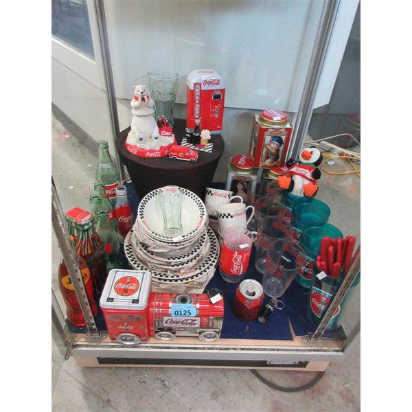 Shelf Lot of Coca-Cola Dishes & Memorabilia
