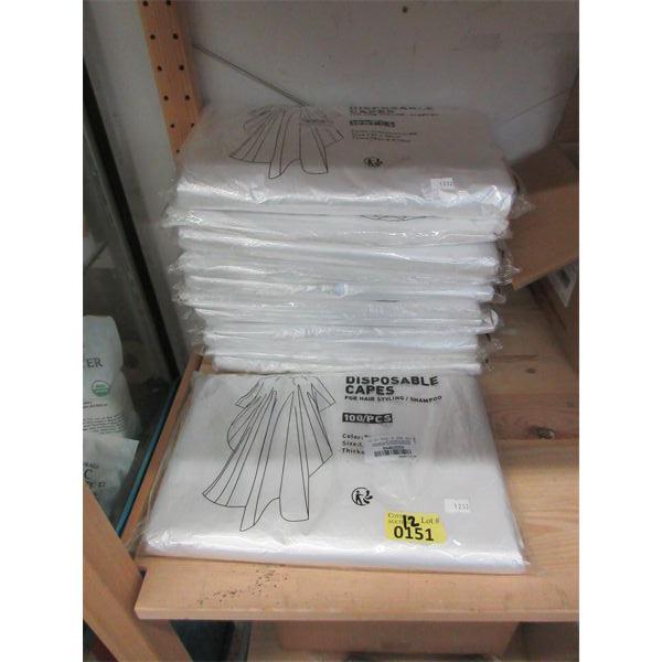 12 Packs of 100 Disposable Hair Styling Capes