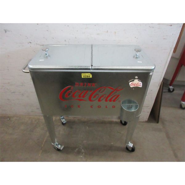 Rolling Coca-Cola Chest Cooler w/ Bottle Opener