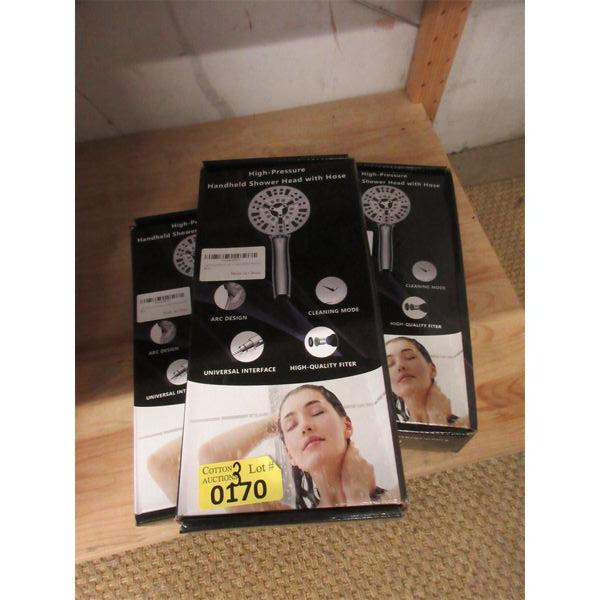 3 New High Pressure Shower Heads w/ Hoses