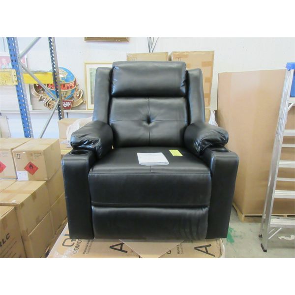 New Black Rocking Swivel Recliner - Faux Leather 