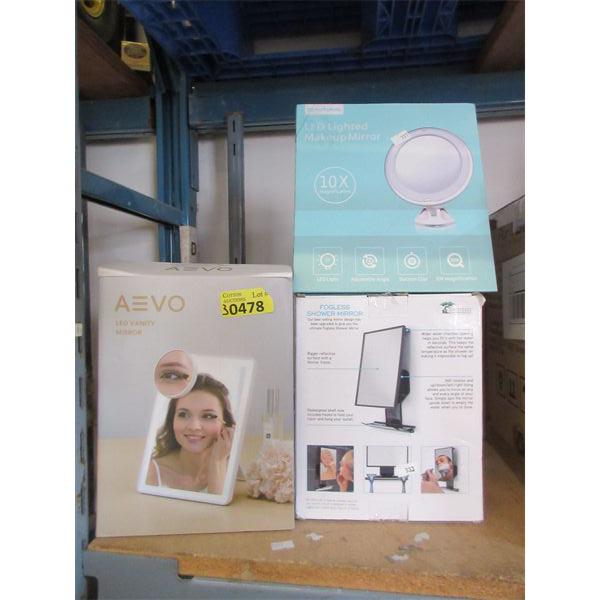 Shower Mirror & 2 LED Make Up Mirrors