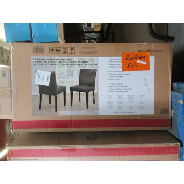 Twin Pack of New Grey Bonded Leather Dining Chairs 