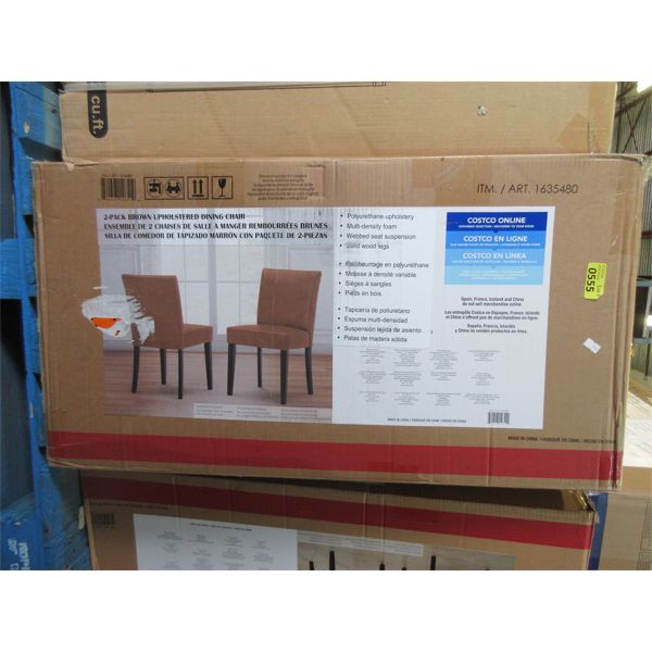 Twin Pack of New Brown Faux Leather Dining Chairs 