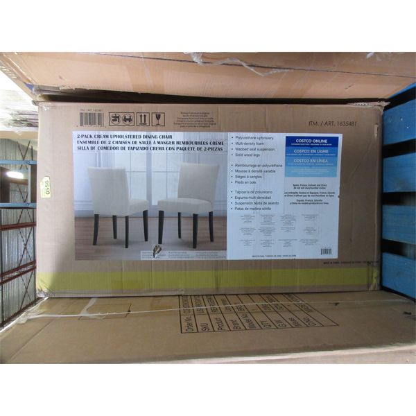 Twin Pack of New Cream Faux Leather Dining Chairs 