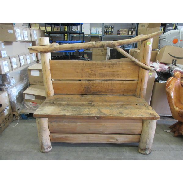 Large Hand Crafted Solid Wood Storage Bench
