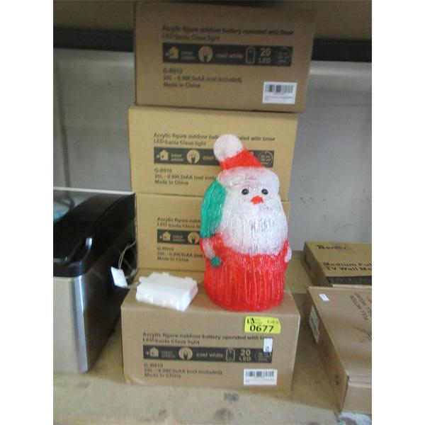 13 New 10" Tall Illuminated Santas - Battery Operated