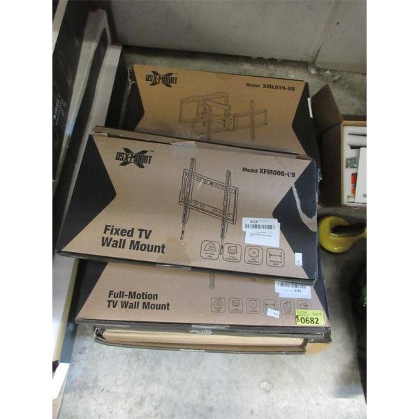 8 Assorted Fixed & Full-Motion TV Wall Mounts 