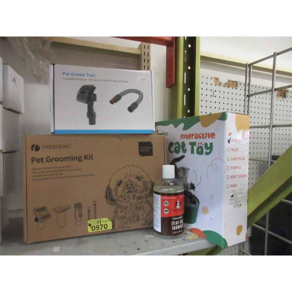 2 Pet Grooming Tools, 1 Dog Shampoo & 1 Cat Toy