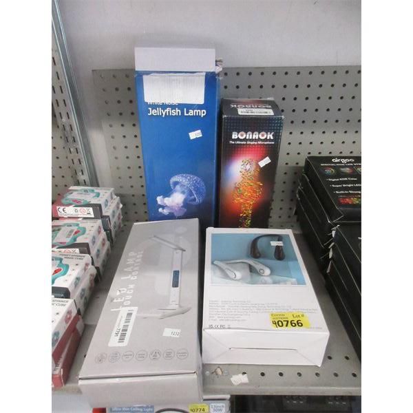 Personal Fan, Microphone & 2 Assorted Lamps 