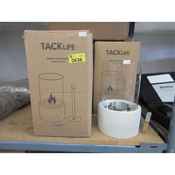 2 New Tacklife Tabletop Fire Pits with Glass Covers