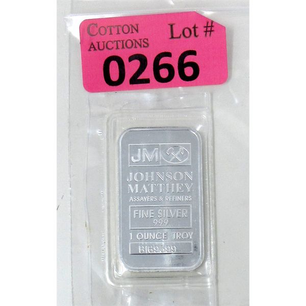 1 Oz .999 Silver Johnson Matthey Serial Numbered Bar 