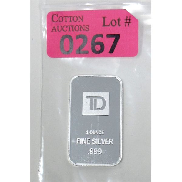 1 Oz .999 Silver TD Bank Investor Bar