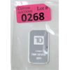 Image 1 : 1 Oz .999 Silver TD Bank Investor Bar