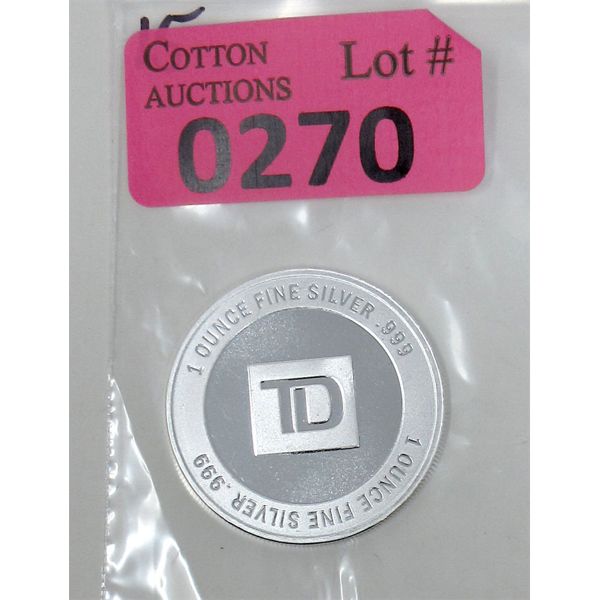 1 Oz .999 Silver TD Bank Investor Round