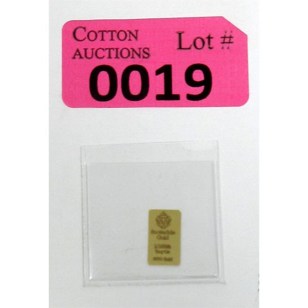 1/100 Oz .9999 Fine Gold Scottsdale Lion Bar 